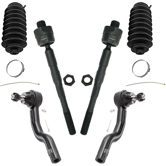 Detroit Axle - Front 6pc Tie Rods Kit for Nissan Titan Pathfinder Armada Infiniti QX56 QX80, 4 Inner Outer Tie Rods 2 Boots Replacement