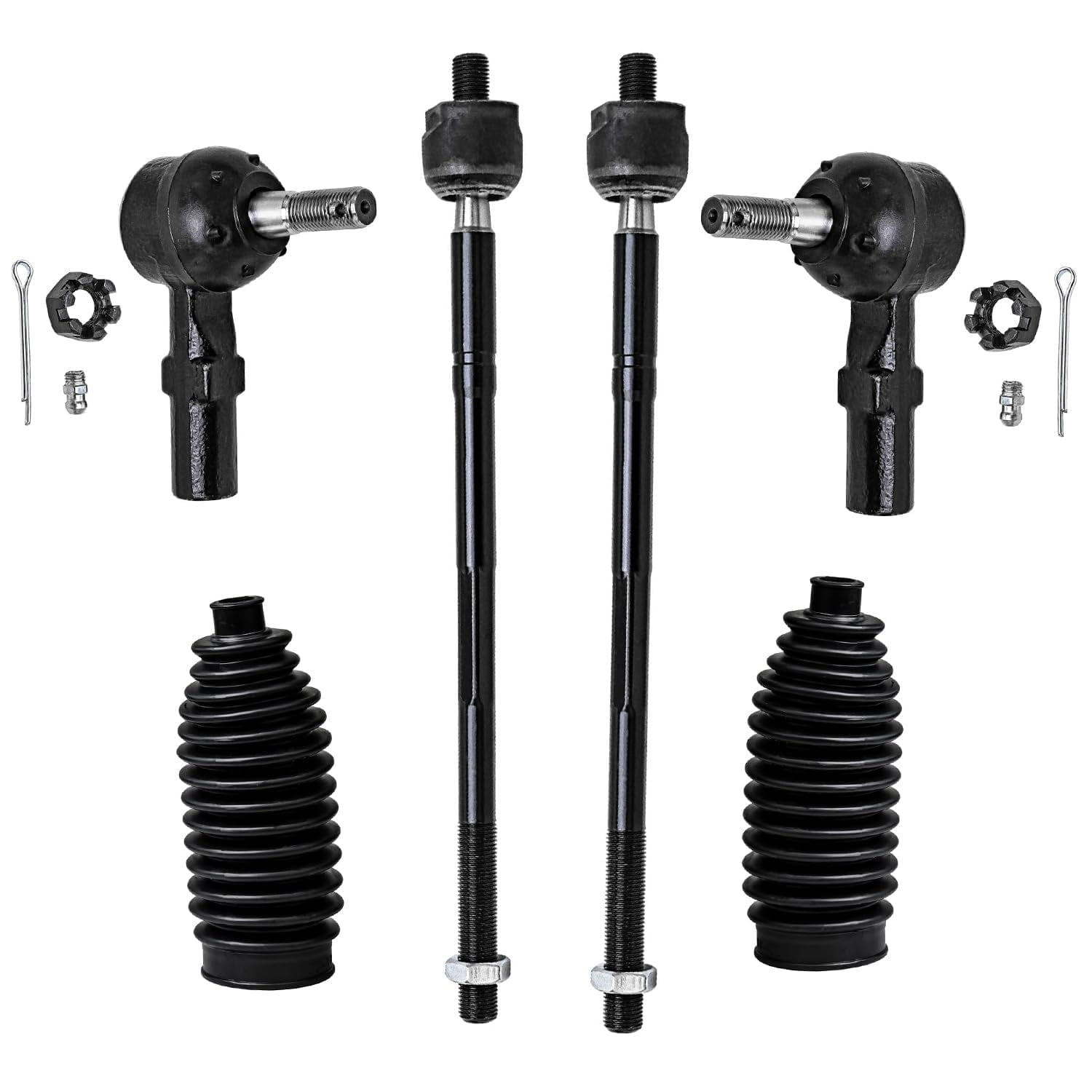 Detroit Axle - Front 6pc Tie Rods Kit for Toyota Camry Avalon Sienna Solara Lexus ES300, 4 Outer Inner Tie Rods 2 Boots Suspension Kit Replacement