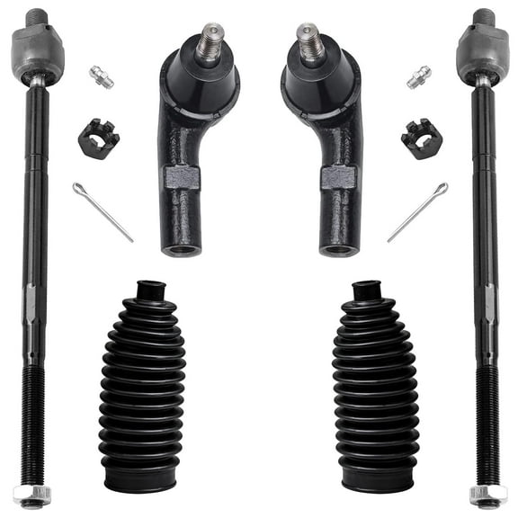 Detroit Axle - Front 6pc Tie Rods Kit for VW Jetta Beetle Golf City Rabbit, 4 Inner & Outer Tie Rod Ends 2 Boots Replacement