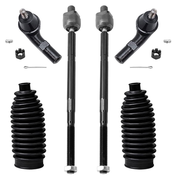 Detroit Axle - Front 6pc Tie Rods Kit for 1999-2005 Volkswagen Jetta 1998-2010 Beetle 1999-2006 Golf 2007-2010 Golf City, 4 Inner Outer Tie Rod Ends 2 Boots Replacement