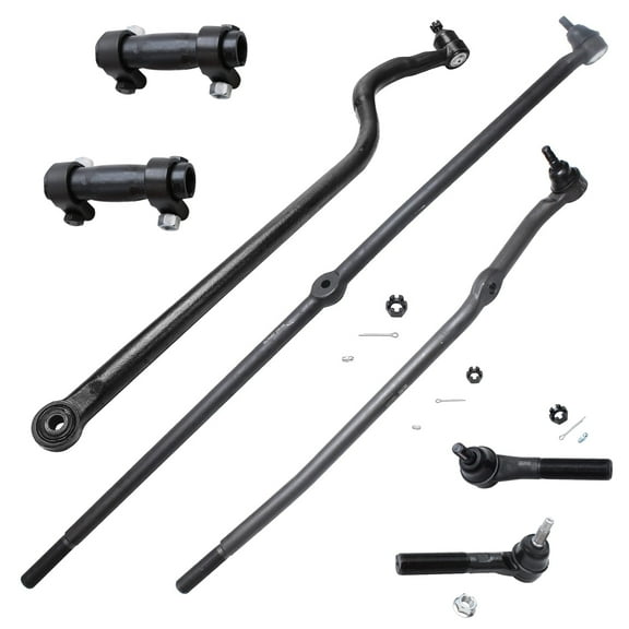 Detroit Axle - Front 7pc Suspension Kit for 4WD 2000-2002 Dodge Ram 2500, 1 Track Bar 4 Tie Rods 2 Sleeves 2000 2001 2002 Replacement