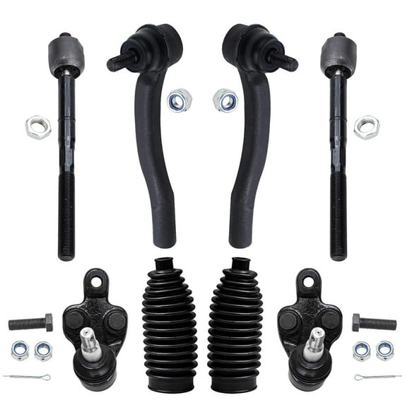 Detroit Axle - Front 8pc Ball Joints Tie Rods for 2004-2010 Toyota Sienna 2005 2006 2007 2008 2009 Replacement 2 Lower Ball Joints 4 Inner and Outer Tie Rods 2 Boots