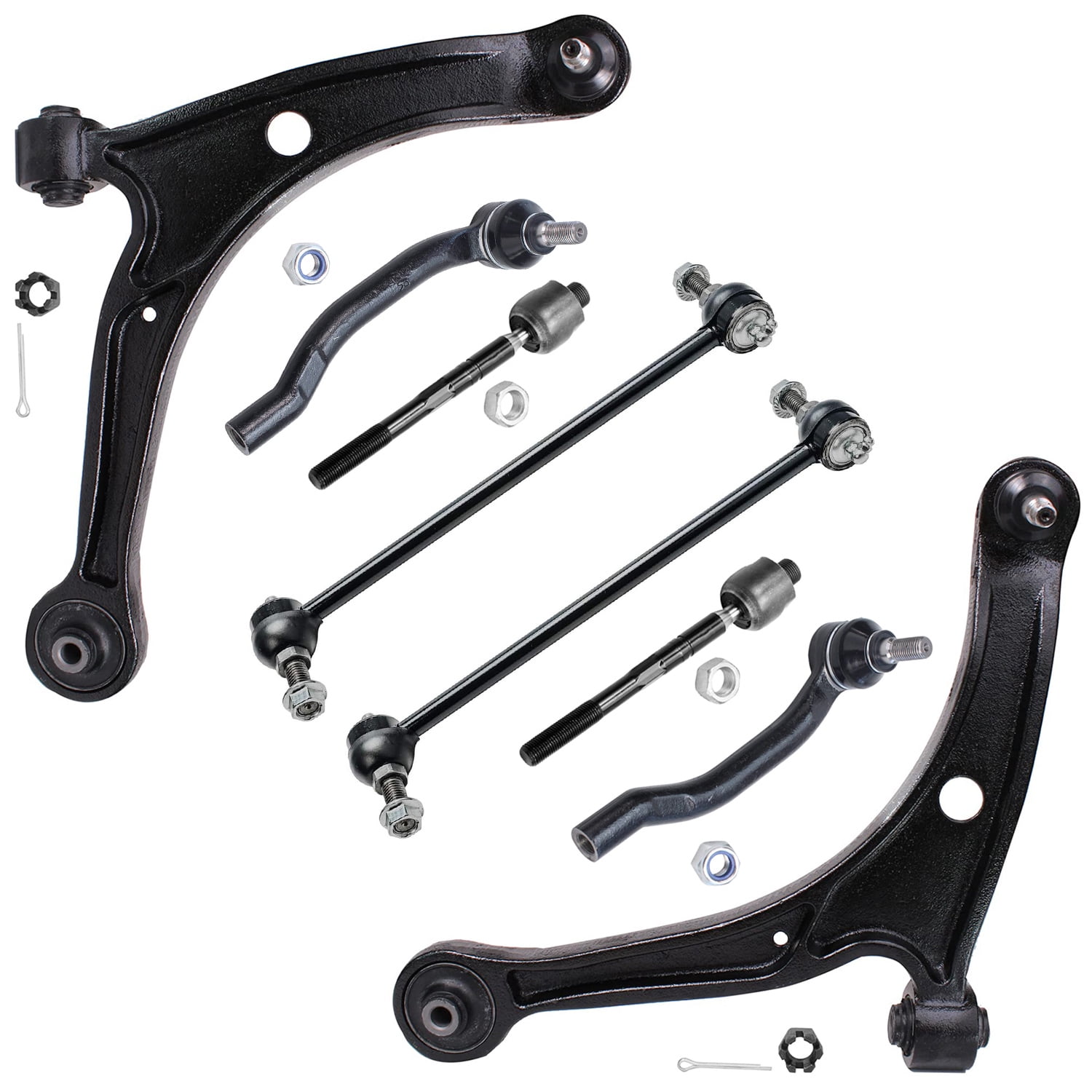 Detroit Axle - Front 8pc Control Arms Kit for 2001-2005 Acura MDX, 2003-2005 Honda Pilot, 2 Lower Control Arms w/Ball Joints 2 Sway Bar Links 4 Outer Inner Tie Rods 2002 2004 Replacement
