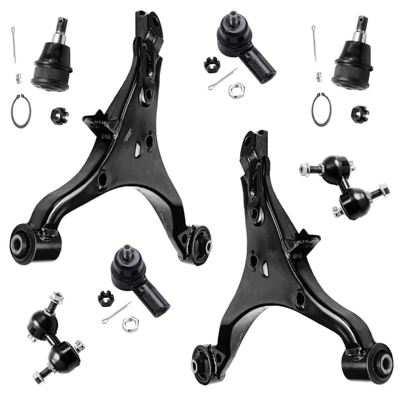 Detroit Axle - Front 8pc Control Arms Kit 4WD/2WD Honda CR-V 2002 2003 2004 2005 2006, 2 Lower Control Arms 2 Ball Joints 2 Sway Bar Links 2 Outer Tie Rods Suspension Kit Replacement