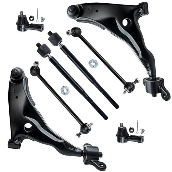 Detroit Axle - Front 8pc Control Arms Kit for Dodge Stratus Sebring Mitsubishi Eclipse Galant, 2 Lower Control Arms w/Ball Joints 4 Tie Rods 2 Sway Bar Links Replacement