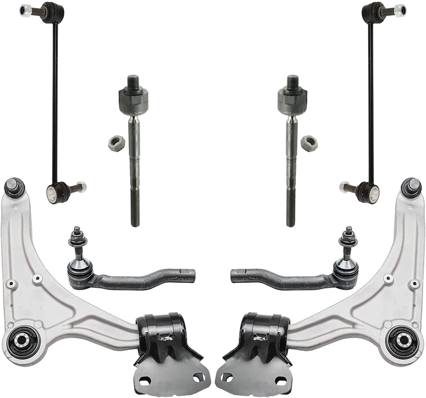 Detroit Axle - Front 8pc Control Arms Kit for Ford 2013-2020 Fusion Lincoln MKZ, 2 Lower Control Arms w/Ball Joints 4 Outer & Inner Tie Rods 2 Sway Bar Links Replacement