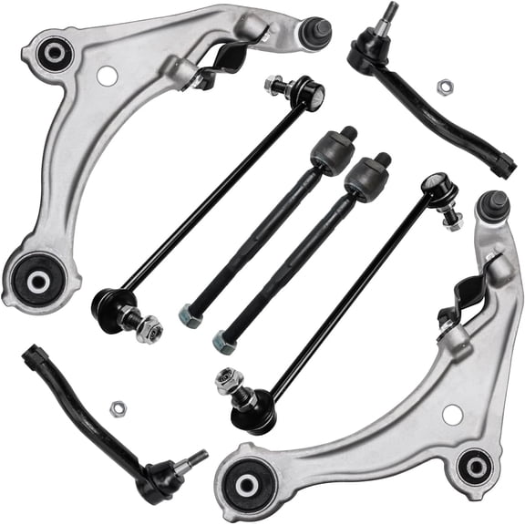 Detroit Axle - Front 8pc End Control Arms Kit for 2009-2014 Nissan Maxima, 2 Lower Control Arms with Ball Joints Assembly 2 Sway Bar Links 4 Outer Inner Tie Rods 2010 2011 2012 2013 Replacement