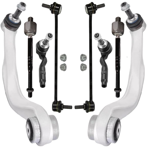 Detroit Axle - Front 8pc End Suspension Kit for BMW 535i 550i GT 740Ld 740Li 750i 750Li Alpina B7 xDrive, 2 Lower Forward Control Arms Ball Joint 2 Sway Bars 4 Inner Outer Tie Rods Replacement