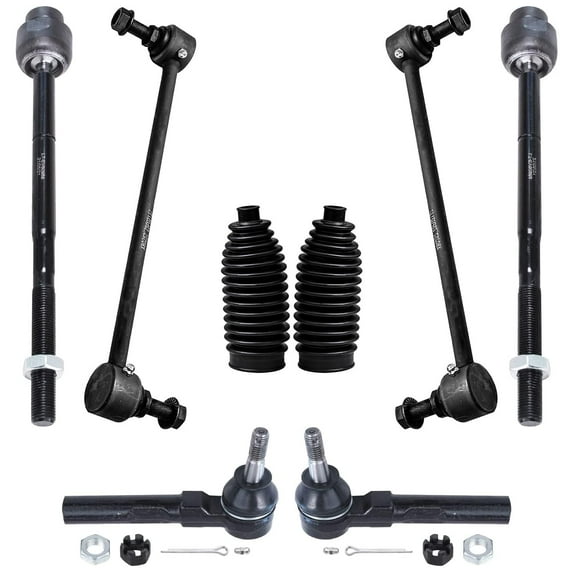 Detroit Axle - Front 8pc Shock Absorbers Kit for 2004-2012 Chevy Malibu, 05-10 Pontiac G6, 07-09 Saturn Aura, 4 Tie Rod Ends 2 Sway Bars 2 Boots + Bellows Replacement