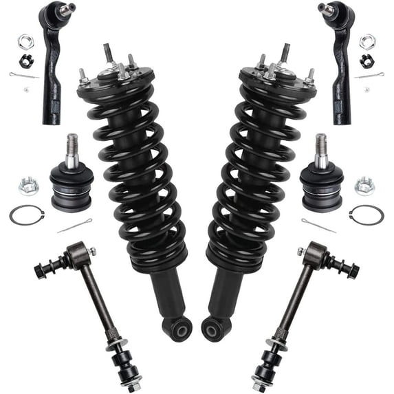 Detroit Axle - Front 8pc Struts Kit for 2003-2006 Toyota Tundra, 2 Struts & Coil Spring 2 Sway Bar Links 2 Outer Tie Rod Ends 2 Upper Ball Joints 2004 2005 Replacement Suspension