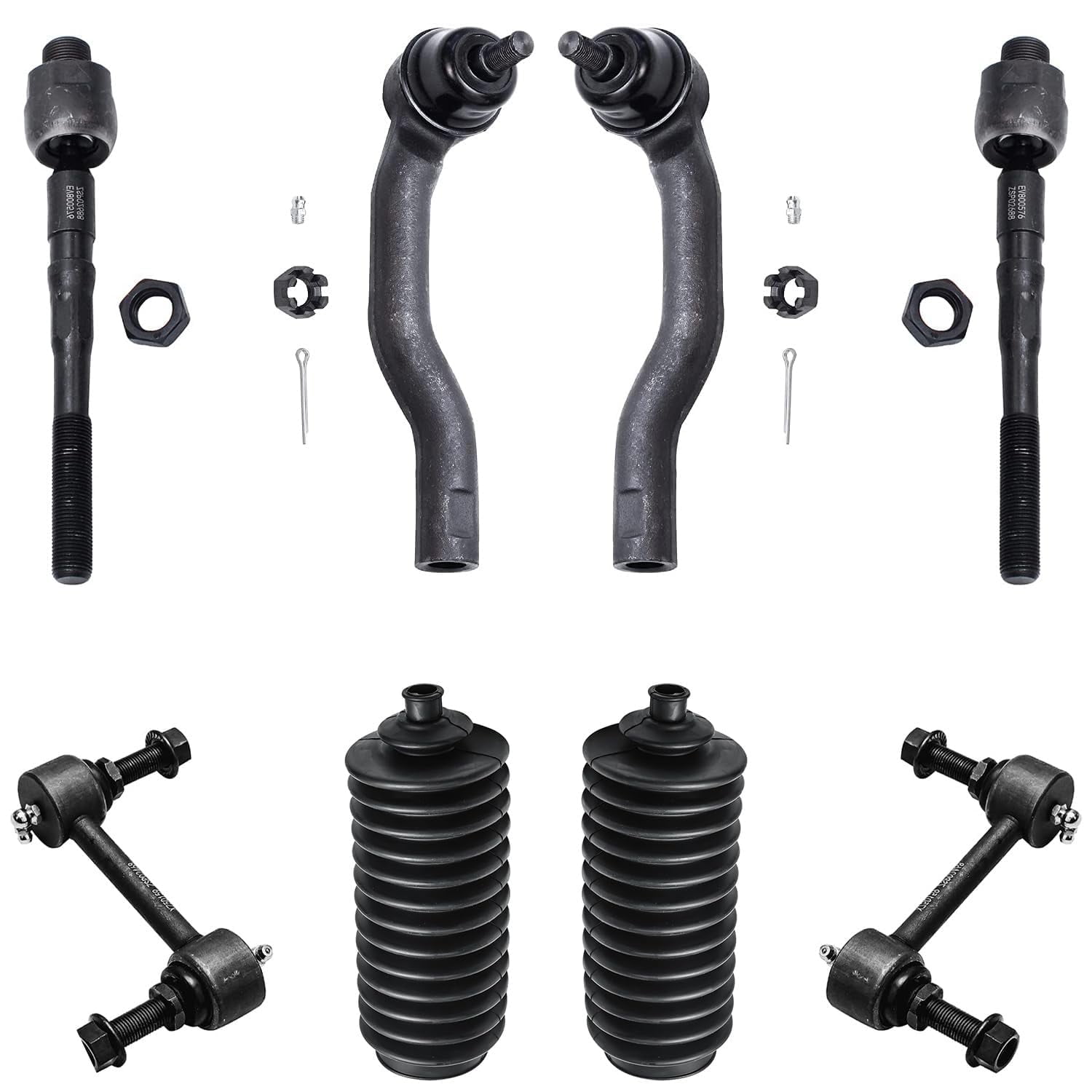 Detroit Axle - Front 8pc Suspension Kit for 07-14 Ford Edge Lincoln MKX, 4 Outer & Inner Tie Rods 2 Sway Bars 2 Boots 2007 2008 2009 2010 2011 2012 2013 2014 2015 Replacement