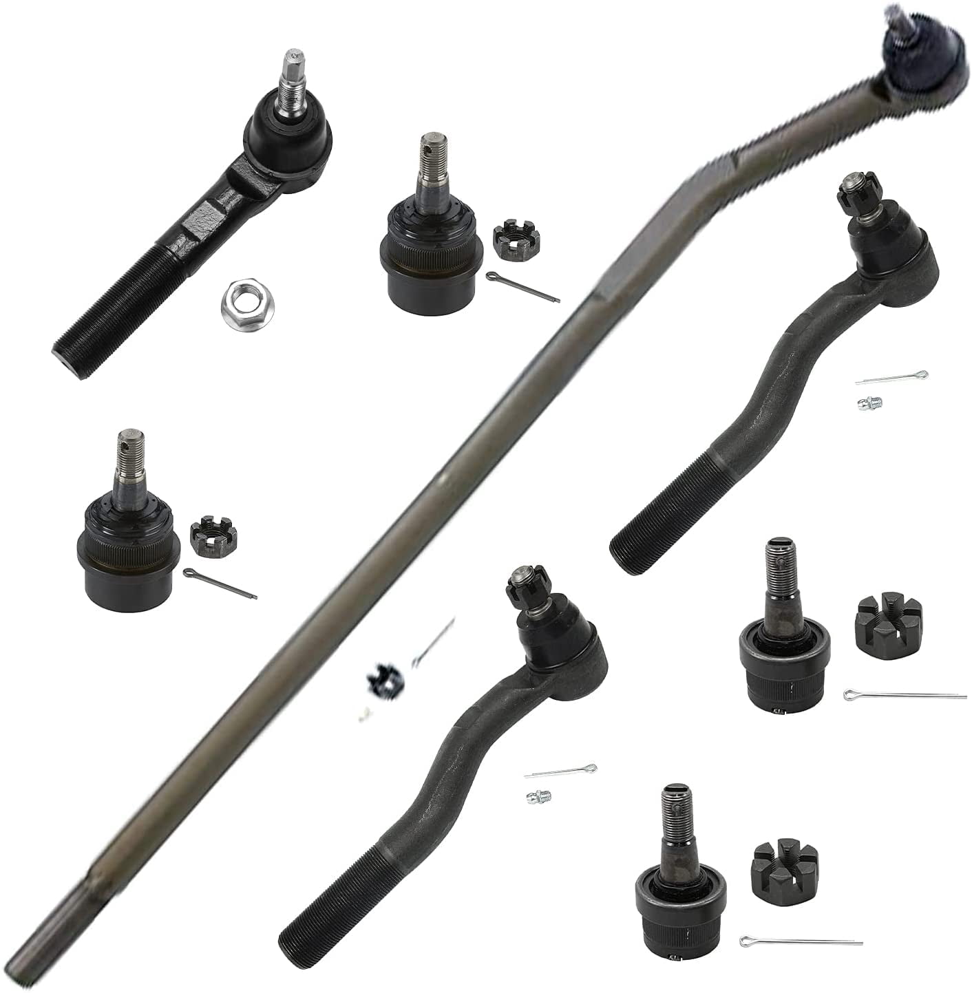 Detroit Axle - Front 8pc Suspension Kit for 07-17 Jeep Wrangler, 18 Wrangler JK, Tie Rod End Links Lower Upper Ball Joints 2007 2008 2009 2010 2011 2012 2013 2014 2015 2016 2017