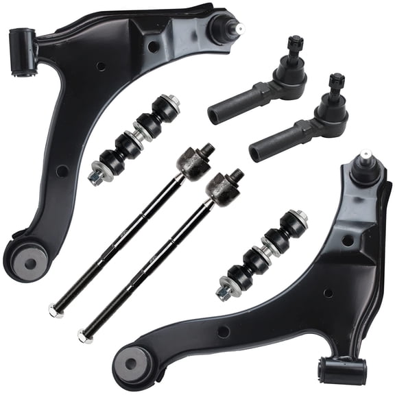 Detroit Axle - Front 8pc Suspension Kit for 2000-2005 Dodge Neon SX 2.0, 2000-2001 Plymouth Neon 2 Lower Control Arms 2 Sway Bar Links 4 Outer & Inner Tie Rod Ends Replacement