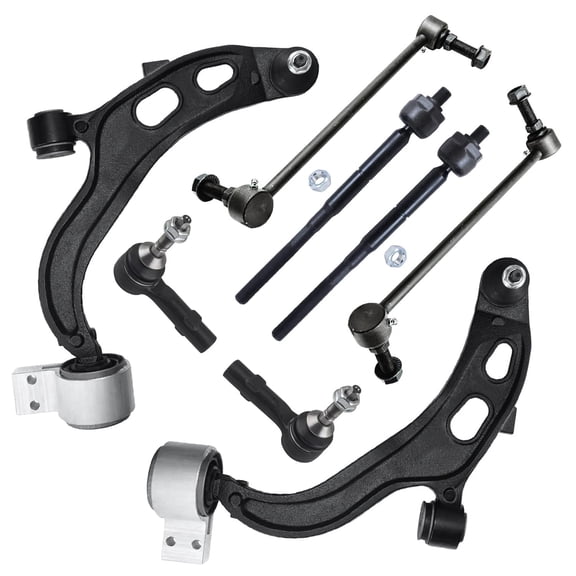 Detroit Axle - 8pc Front End Suspension Kit for 2013-2015 Ford Lincoln Flex Taurus MKT, 2013 MKS, 2 Lower Control Arms w/Ball Joints 4 Inner Outer Tie Rod Ends 2 Stabilizer Sway Bar Links Replacement