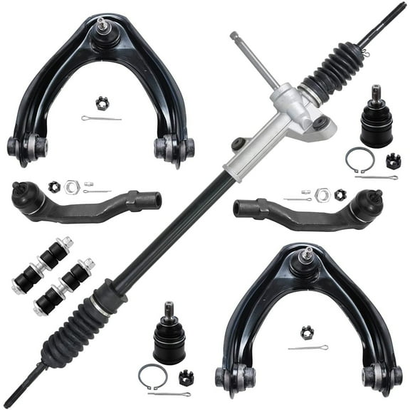 Detroit Axle - Front 9pc Rack & Pinion Kit for 1996-2000 Honda Civic, Manual Steering Rack and Pinion Upper Control Arms Lower Ball Joints Sway Bars Outer Tie Rods 1997 1998 1999 Replacement