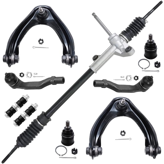 Detroit Axle - Front 9pc Rack & Pinion Kit for 1996-2000 Honda Civic, Manual Steering Rack and Pinion Upper Control Arms Lower Ball Joints Sway Bars Outer Tie Rods Replacement