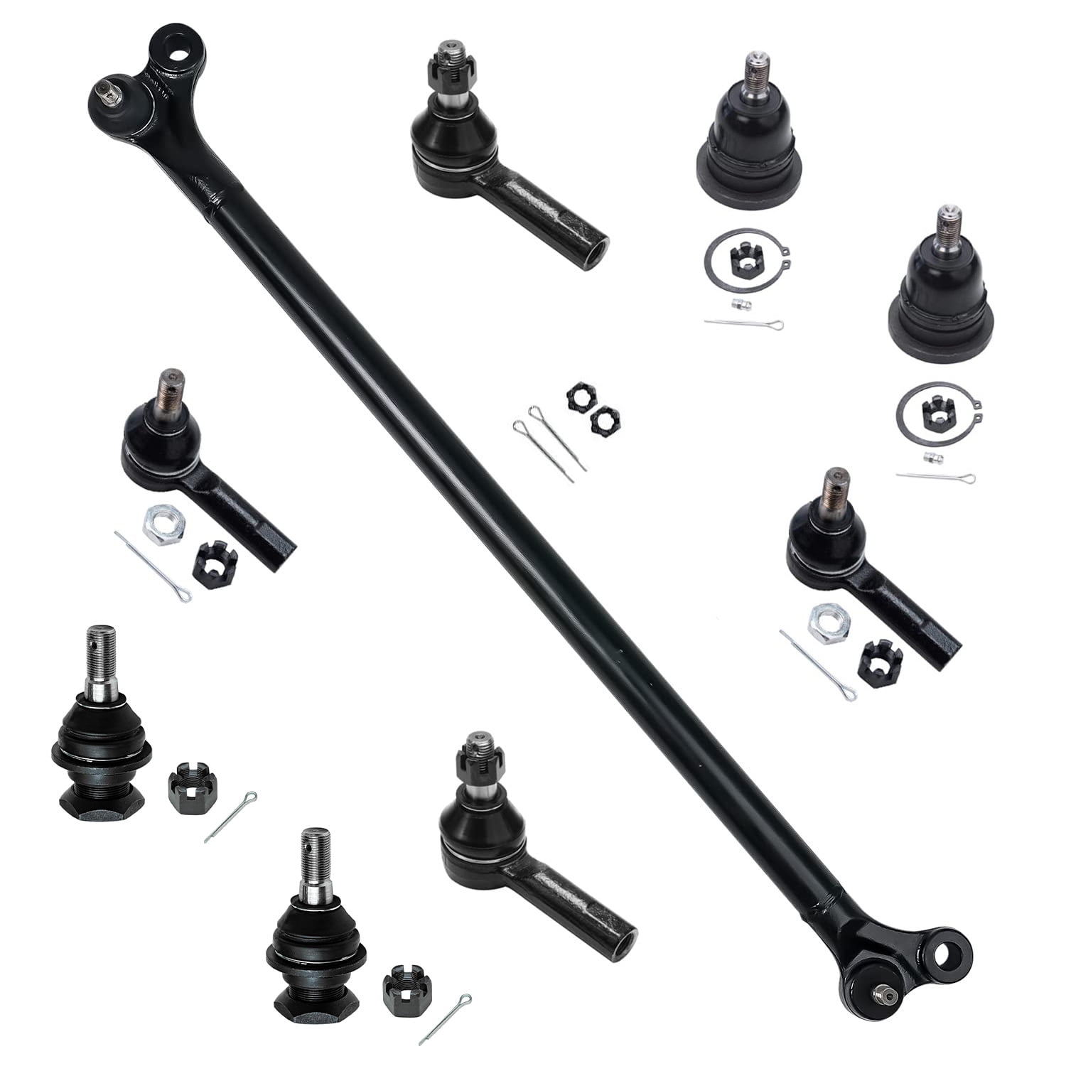 Detroit Axle - Front 9pc Suspension Kit for 1998-2004 Nissan Frontier, 00-04 Xterra, 4 Outer Inner Tie Rod Ends 4 Upper Lower Ball Joints 1 Center Links 1998 1999 2000 2001 2002 2003 2004 Replacement