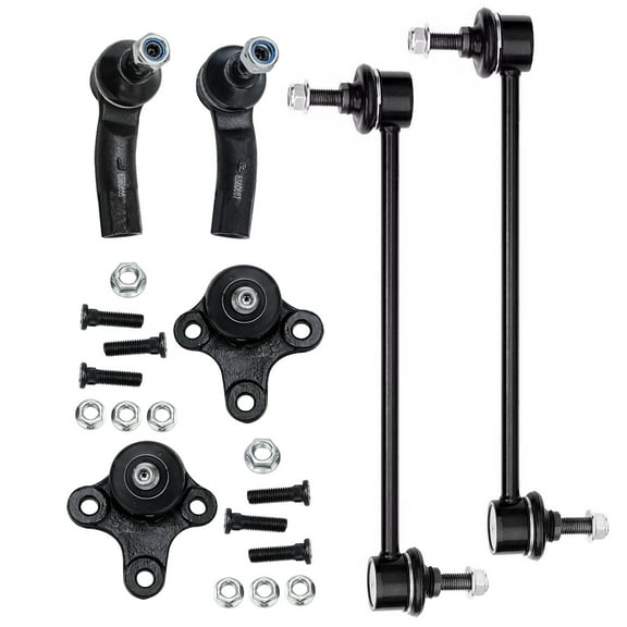 Detroit Axle - Front Ball Joints Sway Bars Tie Rods for VW Jetta Passat Golf GTI Beetle Rabbit EOS R32 Audi A3 Quattro, 2 Lower Ball Joints 2 Sway Bar End Links 2 Outer Tie Rod Ends Replacement