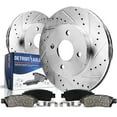 thumbnail image 1 of Detroit Axle - 4 Lugs Front Brake Kit for 1993-2001 Nissan Altima, 2000-2006 Sentra, 1999-2002 Infiniti G20, Drilled & Slotted Brake Rotors Ceramic Brake Pads: 11.02 inch Rotors, 1 of 9