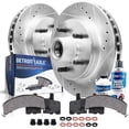 thumbnail image 1 of Detroit Axle - Front Brake Kit for 1996-2002 Chevrolet Express GMC Savana 1500, 95-99 C1500 Suburban Tahoe Yukon 2WD Disc Brake Rotors Ceramic Brakes Pads 1996 1997 1998 1999 Replacement, 1 of 7