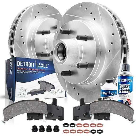 Detroit Axle - Front Brake Kit for 1996-2002 Chevrolet Express GMC Savana 1500, 95-99 C1500 Suburban Tahoe Yukon 2WD Disc Brake Rotors Ceramic Brakes Pads 1996 1997 1998 1999 Replacement