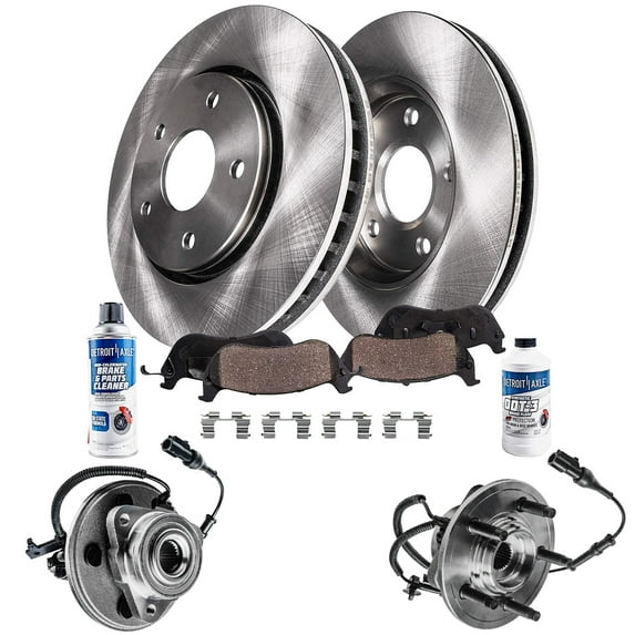 Detroit Axle - Front Brake Kit for 2006-2010 Ford Explorer Sport Trac Mercury Mountaineer Wheel Bearing Hubs Replacement Brake Rotors 2007 2008 2009 Ceramic Brakes Pads