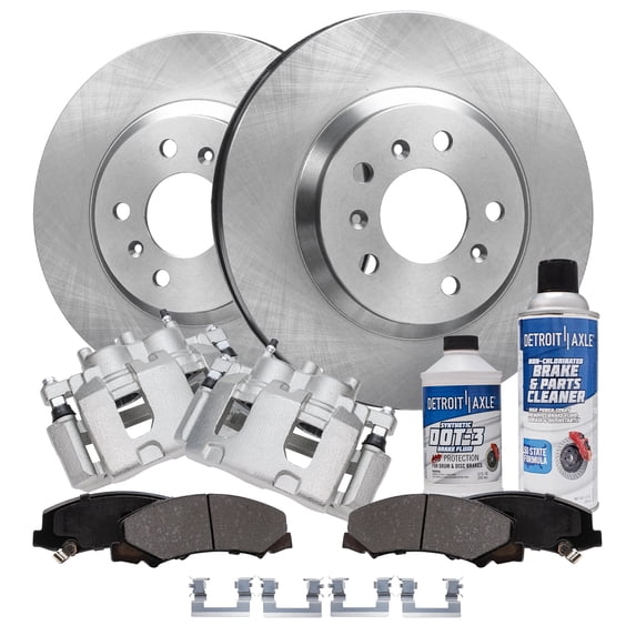 Detroit Axle - Front Brake Kit for 2006-2013 Chevy Impala Monte Carlo Buick Lucerne Drilled Brake Rotors Ceramic Brakes Pads Brake Calipers Replacement