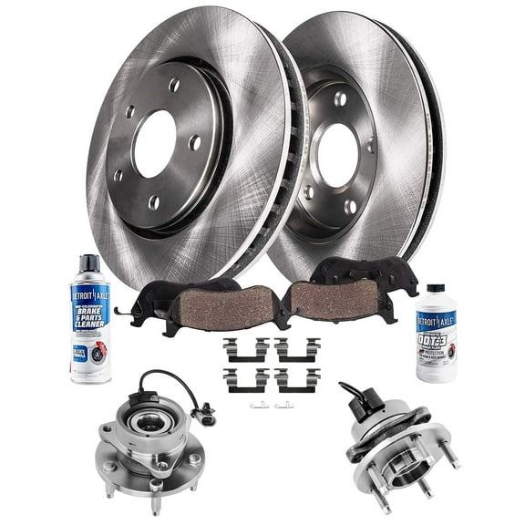 Detroit Axle - Front Brake Kit for 2007-2010 Chevrolet Cobalt Pontiac G5, Wheel Bearing Hubs Disc Brake Rotors Ceramic Brake Pads Replacement