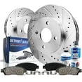 thumbnail image 1 of Detroit Axle - Front Brake Kit for 2008-2011 Ford Focus Drilled & Slotted Disc Brake Rotors 2008 2009 2010 2011 Replacement Ceramic Brakes Pads : 10.83" inch Rotor, 1 of 6