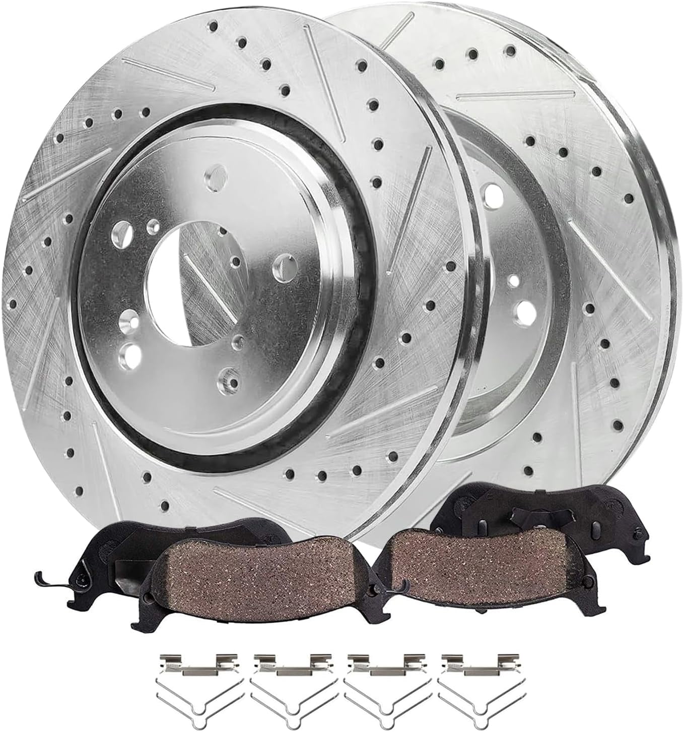 Detroit Axle - Front Brake Kit for 2018-2025 Honda Odyssey, 2019 2020 2021 2022 2023 2024 Drilled and Slotted Disc Brake Rotors Ceramic Brakes Pads with Hardware Replacement : 12.60" inch Rotor