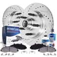 thumbnail image 1 of Detroit Axle - 6pc Front Brake Kit for Ford Ranger Explorer Mercury Mountaineer Mazda B2300 B2500 B3000 B4000, Drilled & Slotted Brake Rotors w/Hubs Assembly Ceramic Brakes Pads Replacement, 1 of 7