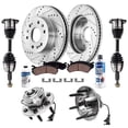 thumbnail image 1 of Detroit Axle - Front Drilled Rotors Brake Pads CV Axles Wheel Bearing Hubs for Chevrolet Silverado GMC Sierra Suburban Yukon XL 1500 Avalanche Tahoe Cadillac Escalade: 12.99 inch Front Rotors, 1 of 7
