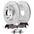thumbnail image 1 of Detroit Axle - Front Brake Kit for GMC Chevy Silverado Sierra 1500 Suburban Tahoe Yukon Cadillac Escalade ESV, Drilled and Slotted Brake Rotors Ceramic Brake Pads: 13.50" Rotor, 1 of 7