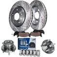 thumbnail image 1 of Detroit Axle - Front Brake Kit for Jeep 2011-2016 Grand Cherokee 2011-2020 Dodge Durango, Drilled Disc Brake Rotors Brake Pads Wheel Bearing Hubs Wheel Lug Nuts Replacement : 13.78'' inch Rotor, 1 of 8
