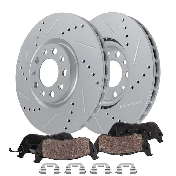 Detroit Axle - Front Brake Kit for Jeep Compass Renegade 500X, Drilled and Slotted Disc Brake Rotors Ceramic Brakes Pads Replacement : 12.01" inch Rotors