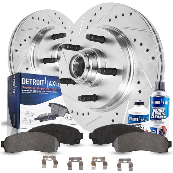 Detroit Axle - 6pc Front Brake Kit for Ford Explorer Ranger Mazda B2300 B3000 B4000, Drilled Slotted Disc Brake Rotors Ceramic Brakes Pads Replacement: 11.28" inch Front Rotors