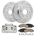 thumbnail image 1 of Detroit Axle - Front Drilled Rotors Brake Pads Left Caliper for Chevrolet Silverado GMC Sierra 1500 Tahoe Suburban Yukon XL Cadillac Escalade Avalanche Express Savana: 12.99 inch Rotor, 1 of 6