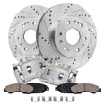 thumbnail image 1 of Detroit Axle - Front Brake Kit for Suburban Silverado Sierra Yukon XL 1500 Tahoe Escalade Drilled and Slotted Brake Rotors Ceramic Brakes Pads Brake Calipers Replacement: 12.99" inch Front Rotors, 1 of 7