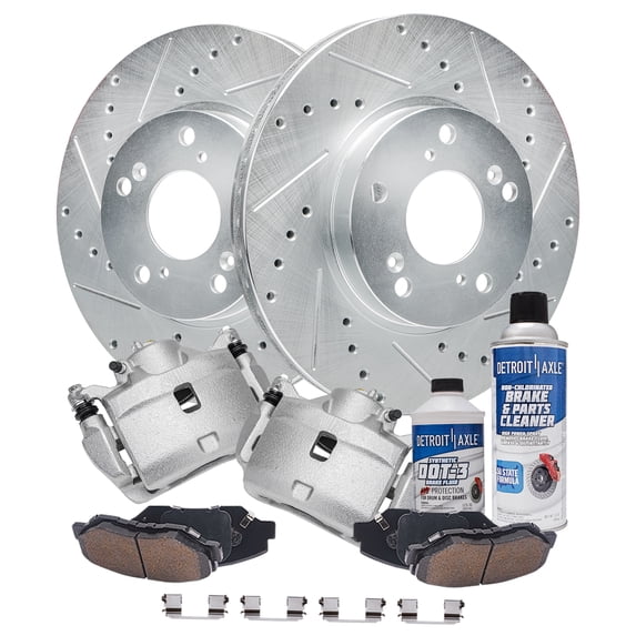 Detroit Axle - Front Brake Kit for 02-04 Honda CR-V, 2003-2011 Element Drilled & Slotted Brake Rotors and Ceramic Brakes Pads Calipers Replacement