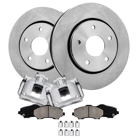Detroit Axle - Front Brake Kit for 2009 2010 2011 2012 Dodge Journey Brake Rotors Ceramic Brakes Pads Brake Calipers: 11.89" inch Rotors