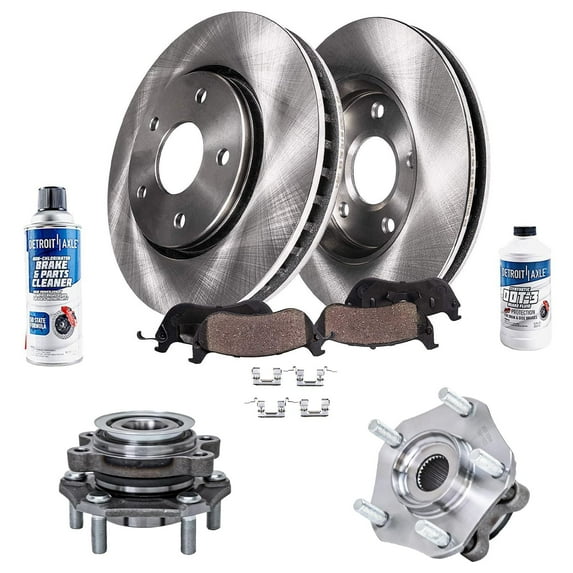 Detroit Axle - Front Brake Kit for 2013-2017 Nissan Sentra Disc Brake Rotors Ceramic Brakes Pads Replacement Wheel Bearing Hubs : 11.02" Rotor