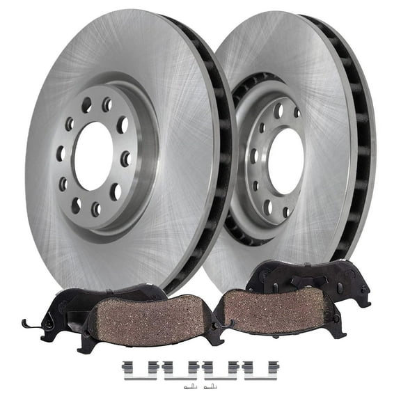 Detroit Axle - Front Brake Kit for 2014-2022 Jeep Cherokee [w/Single Piston Front Caliper], Disc Brake Rotors Ceramic Brakes Pads 2015 2016 2017 2018 2019 2020 2021 Replacement : 12.99" inch Rotors