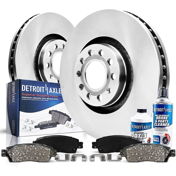 Detroit Axle - Front Brake Kit for Audi A3 TT Quattro Volkswagen Golf Alltrack GTI Disc Brake Rotors Ceramic Brake Pads: 12.28" Rotor