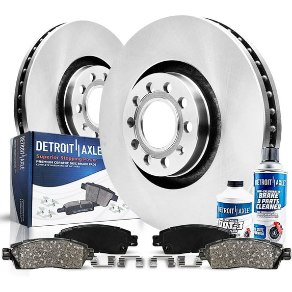 Detroit Axle - Front Brake Kit for Audi A3 TT Quattro Volkswagen Golf Alltrack GTI Disc Brakes Rotors Ceramic Brake Pads Replacement: 12.28" Rotor
