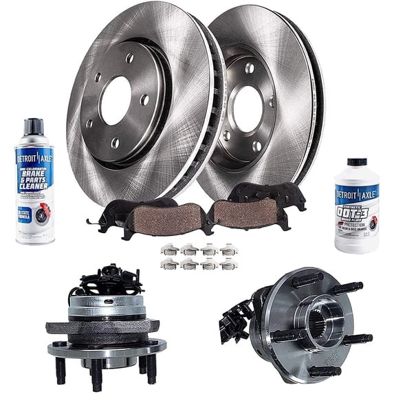 Detroit Axle - Front Brake Kit for Chevrolet 2006-2008 Malibu 2008-2010 HHR Pontiac 2005-2010 G6, Disc Brake Rotors Ceramic Brake Pads Wheel Bearing Hubs: 11.65" Rotor