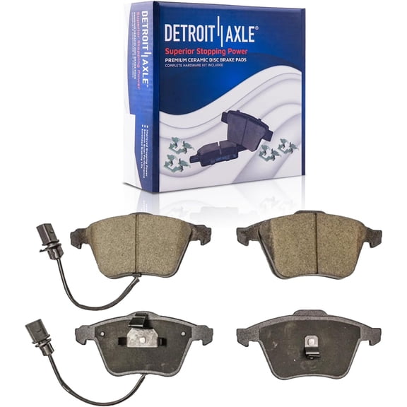 Detroit Axle - Front Brake Pads for Audi A4 A6 Quattro S4 Saab 9-3X Volkswagen CC Golf Passat R32 Volvo C70 S40 V50, Ceramic Brake Pads with Hardware Replacement
