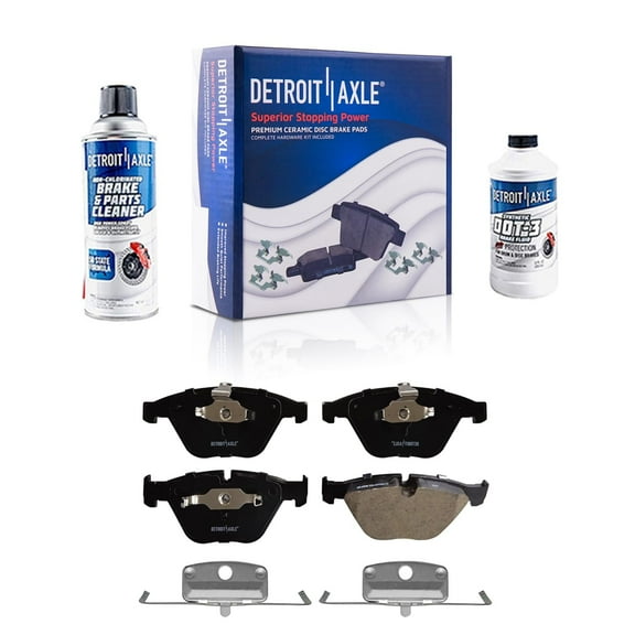 Detroit Axle - 4pc Front Brake Pads for BMW 328i 335d 335i 525i 528i 530i 530xi 550i 645Ci 650i 745i 745Li 750i 760i M3 X1 Ceramic Brake Pads w/ Hardware Replacement