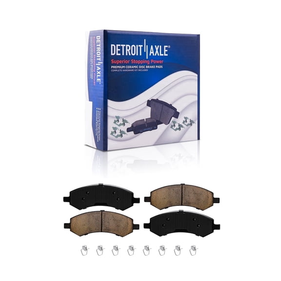 Detroit Axle - Front Brake Pads for Dodge Ram 1500 Dakota Durango, Chrysler Aspen, Mitsubishi Raider Ram 1500 Classic, Ceramic Brake Pads w/Hardware Replacement