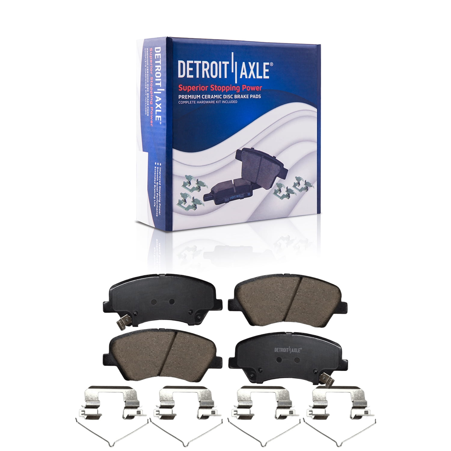 Detroit Axle - Front Brake Pads for Hyundai 2018-2022 Accent 2018-2023 Kia Rio, Ceramic Brake Pads with Hardware 2019 2020 2021 Replacement