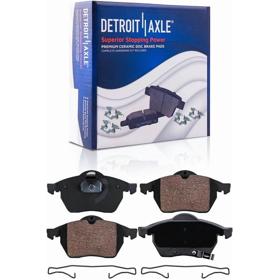 Detroit Axle - Front Brake Pads for Saab 1999-2003 9-3 1999-2005 9-5, Ceramic Brake Pads with Hardware 2000 2001 2002 Replacement